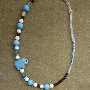Turquoise Elephant Beaded Necklace